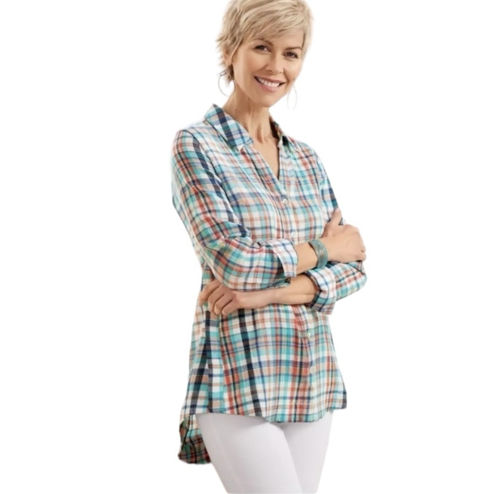 Plaid Button-Up Women's Top